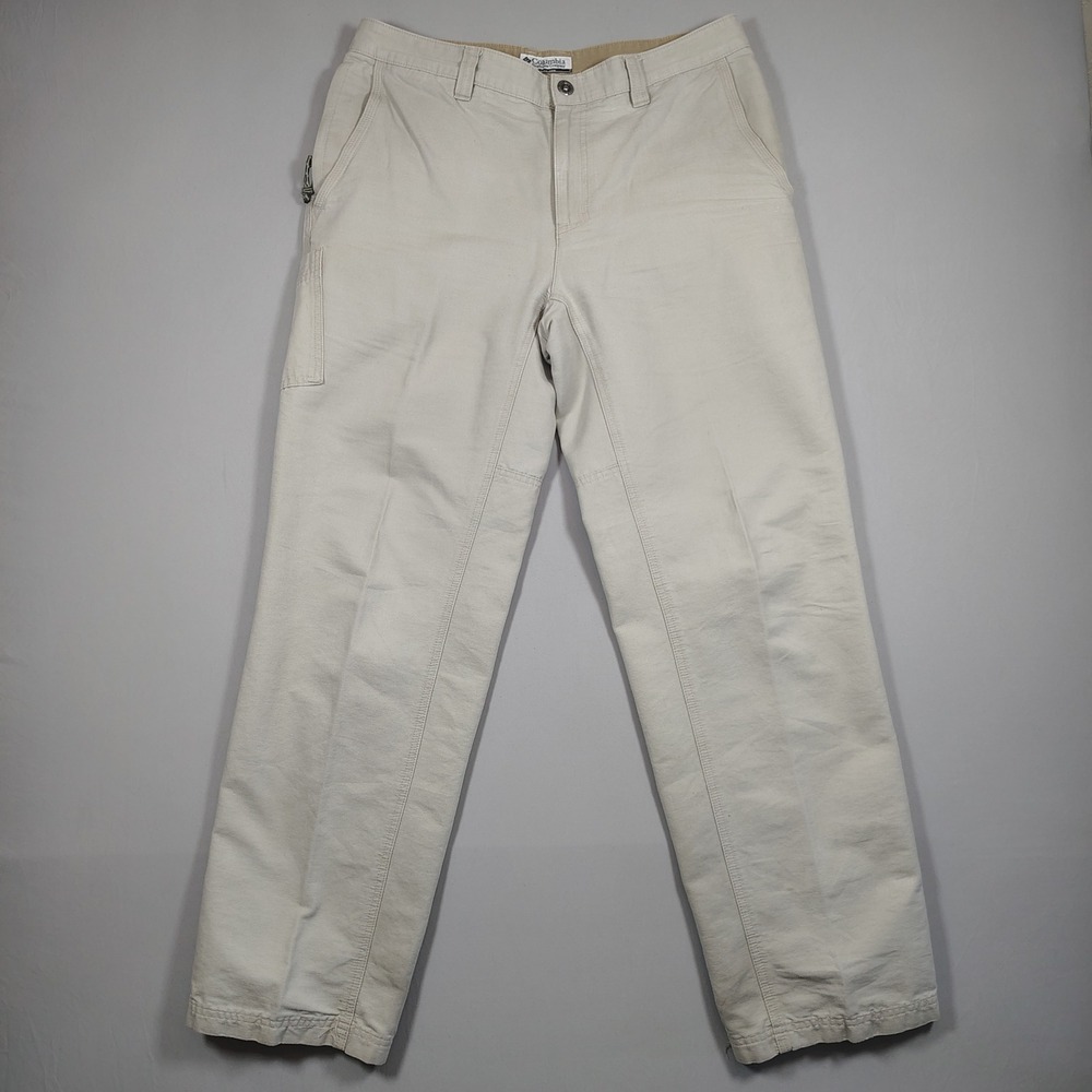 Columbia Utility Pants Men 34x32 Tan Outdoor Hiking Utility 100% Cotton AM8431